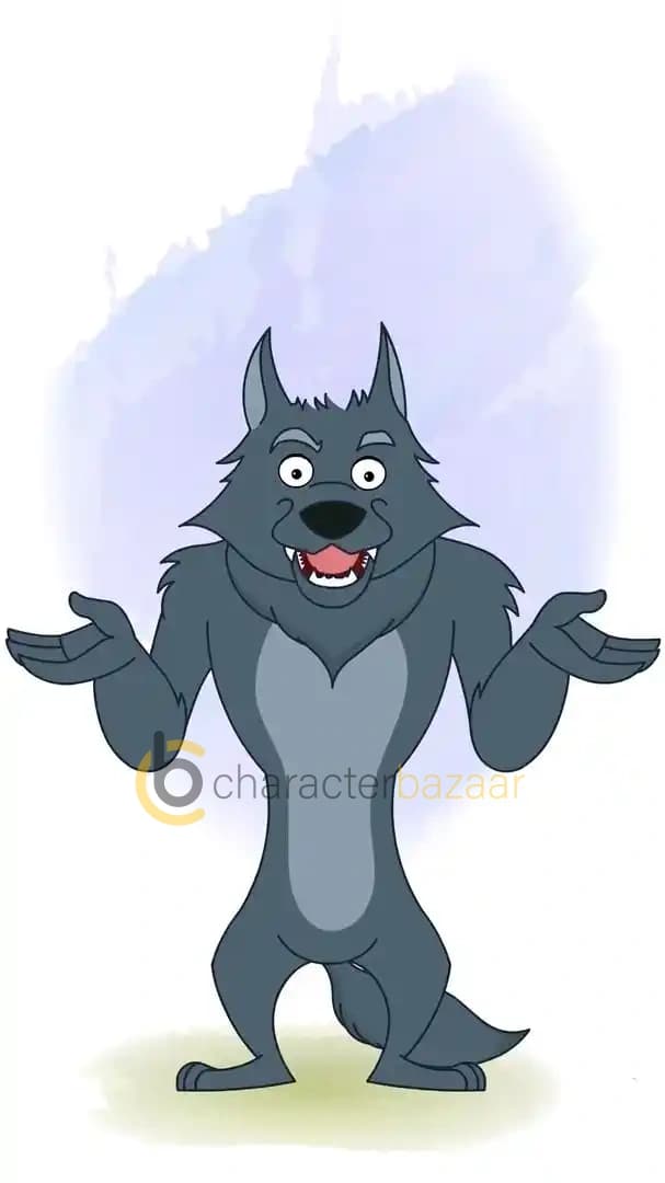 Cartoon character wolf talking animation vector pose AKA Hunter