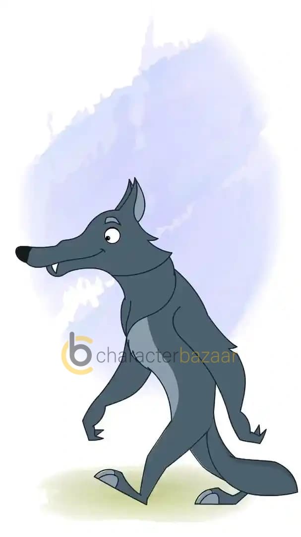 Cartoon character anthro wolf side walk cycle animated vector pose AKA Hunter