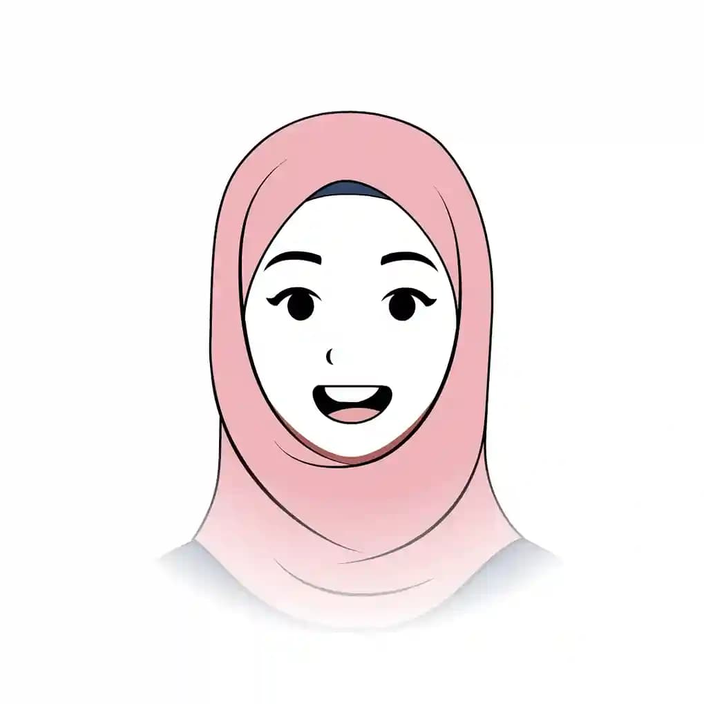 Hijab Girl Animated Vector Cartoon Character Face Expression Sheet AKA Farah
