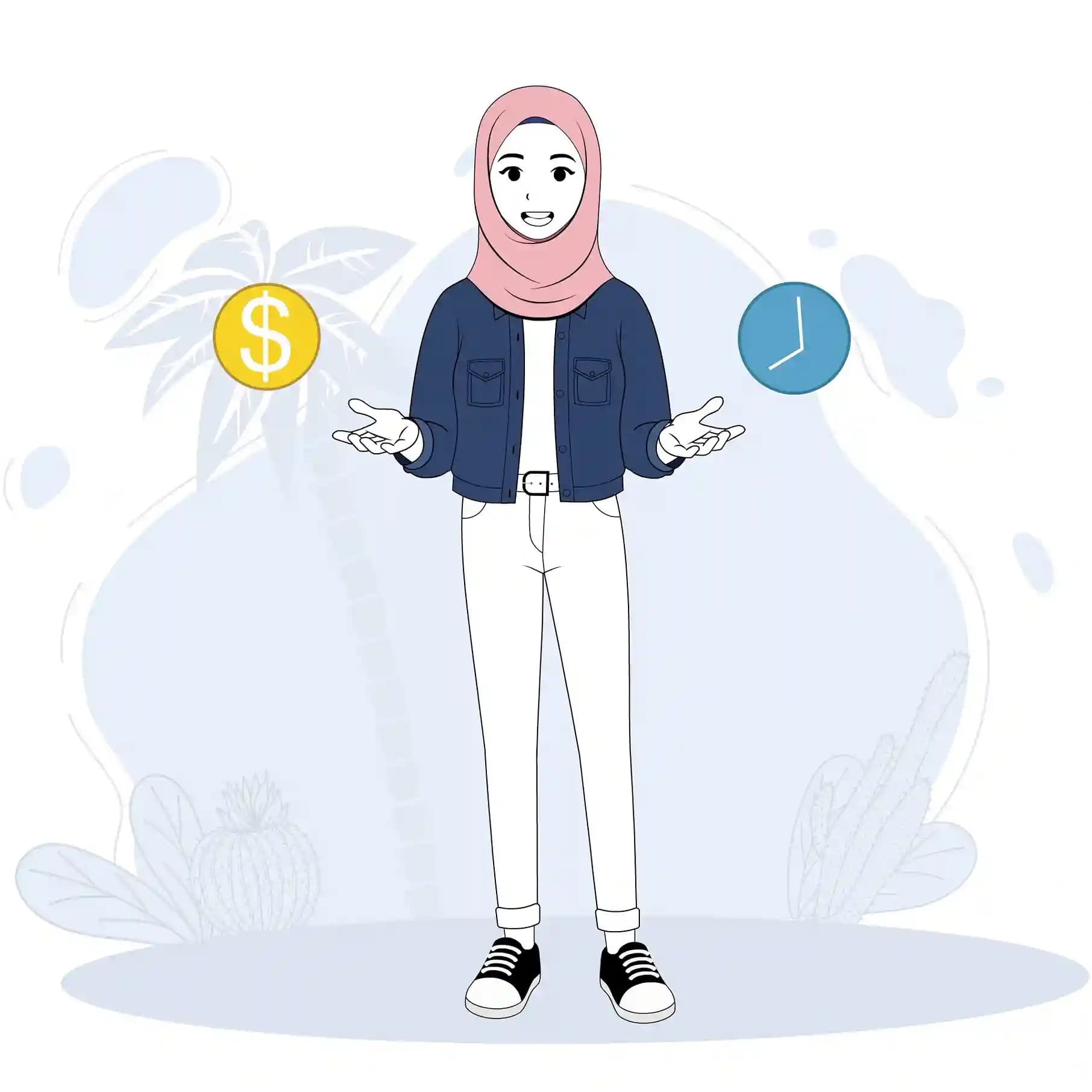 Cute muslim lady front talk animated vector cartoon character AKA Farah