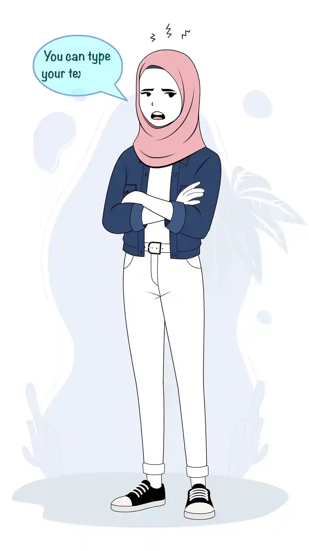 Cute muslim lady annoyed animated vector cartoon character AKA Farah
