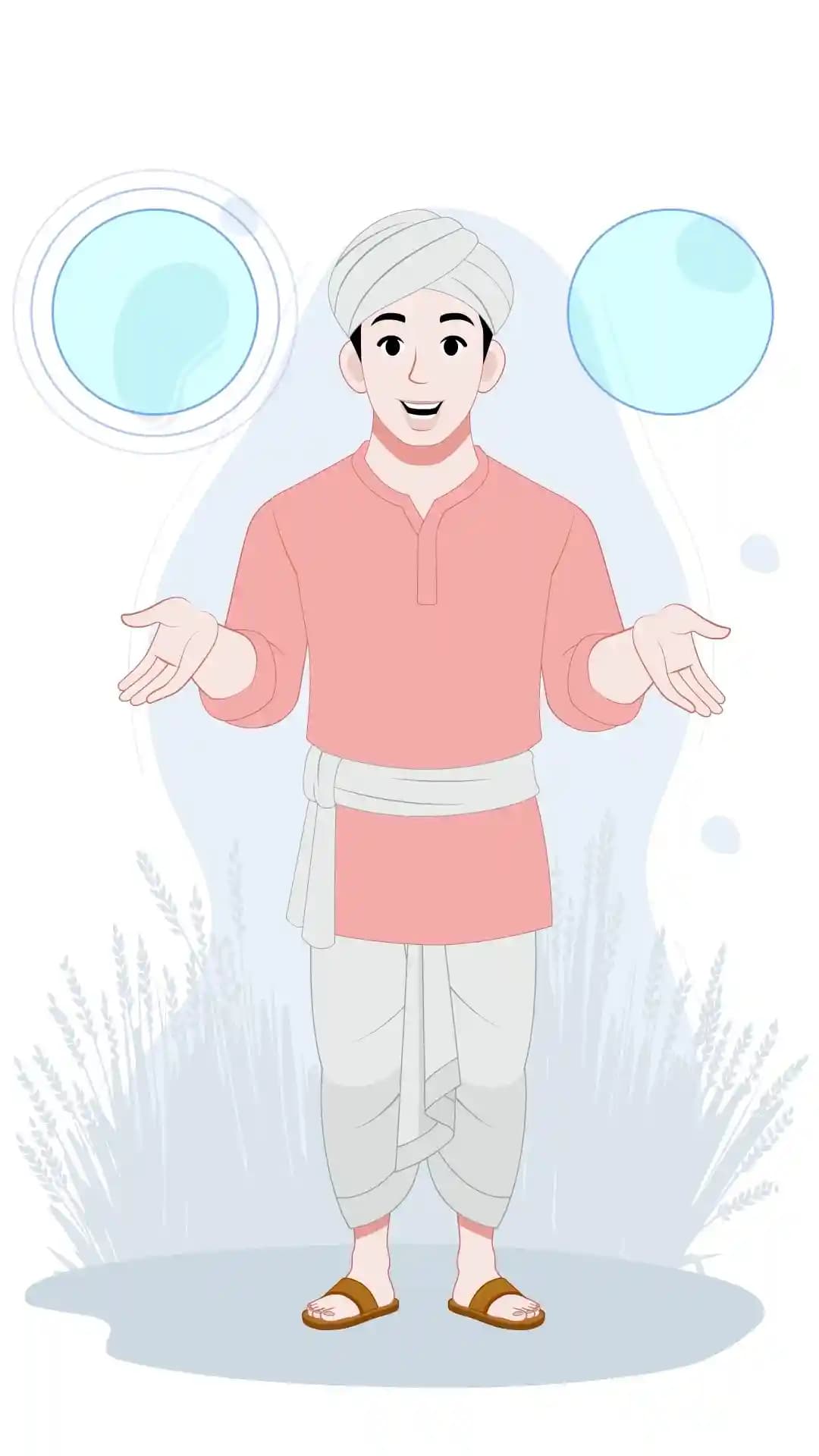 Indian young farmer front talking animated vector cartoon character AKA Manohar