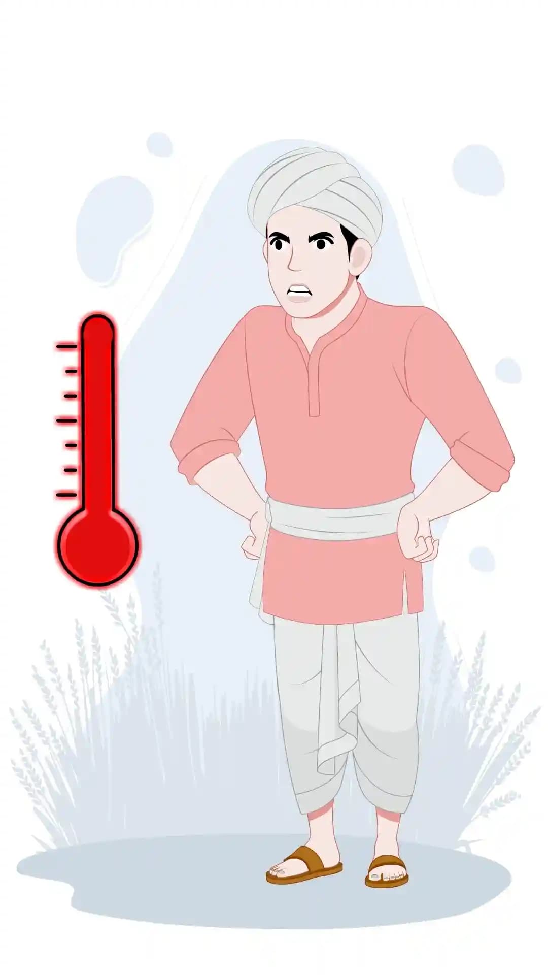 Indian young farmer angry animated vector cartoon character AKA Manohar