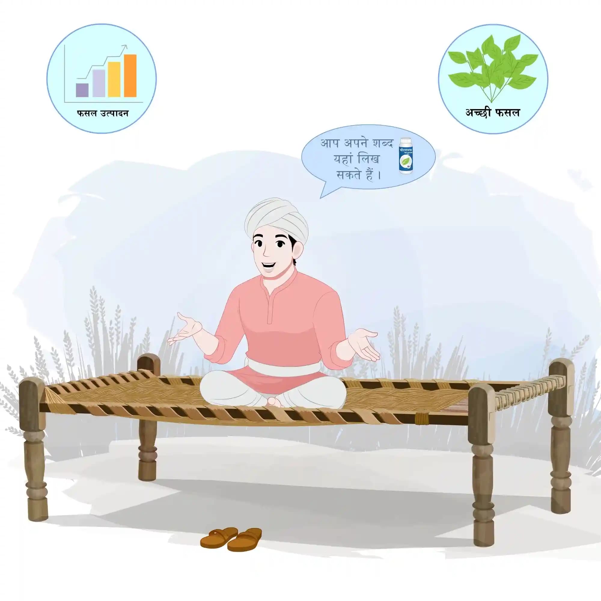 Indian young farmer sitting talking animated vector cartoon character AKA Manohar