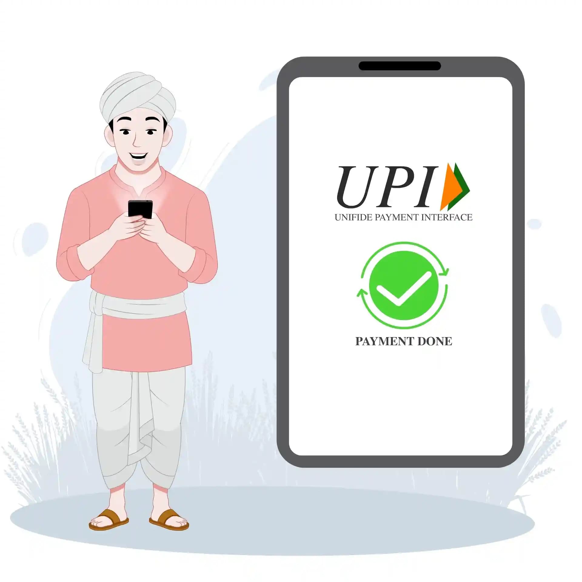 Indian young farmer doing online payment animated vector cartoon character AKA Manohar