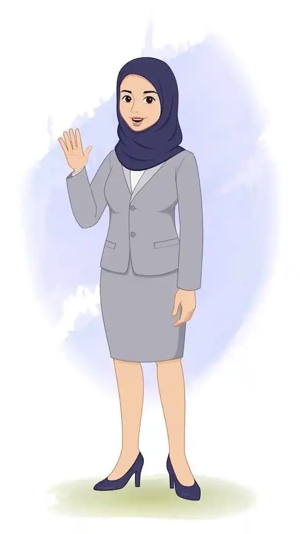 Hijab character office employee saying hi animated vector AKA Zareen