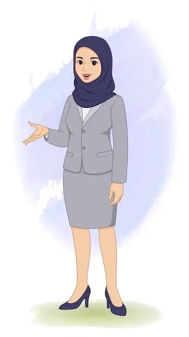 Hijab character office employee animated talking vector AKA Zareen