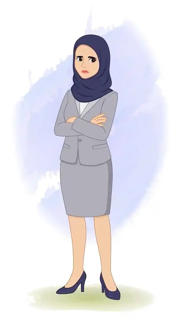 Hijab character office employee animated annoyed vector pose AKA Zareen
