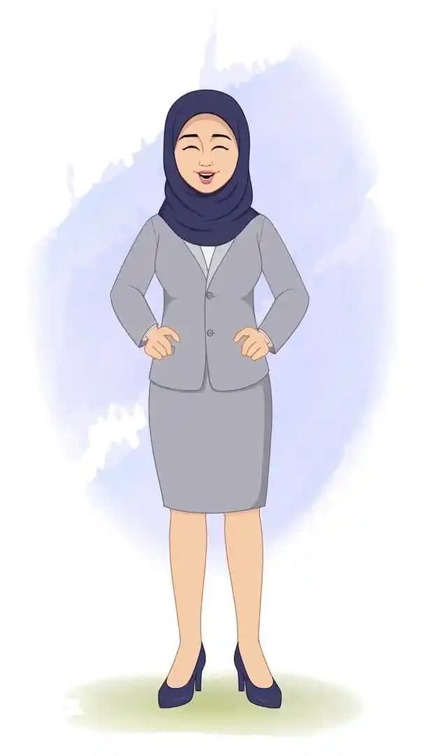 Hijab character office employee animated laughing vector pose AKA Zareen