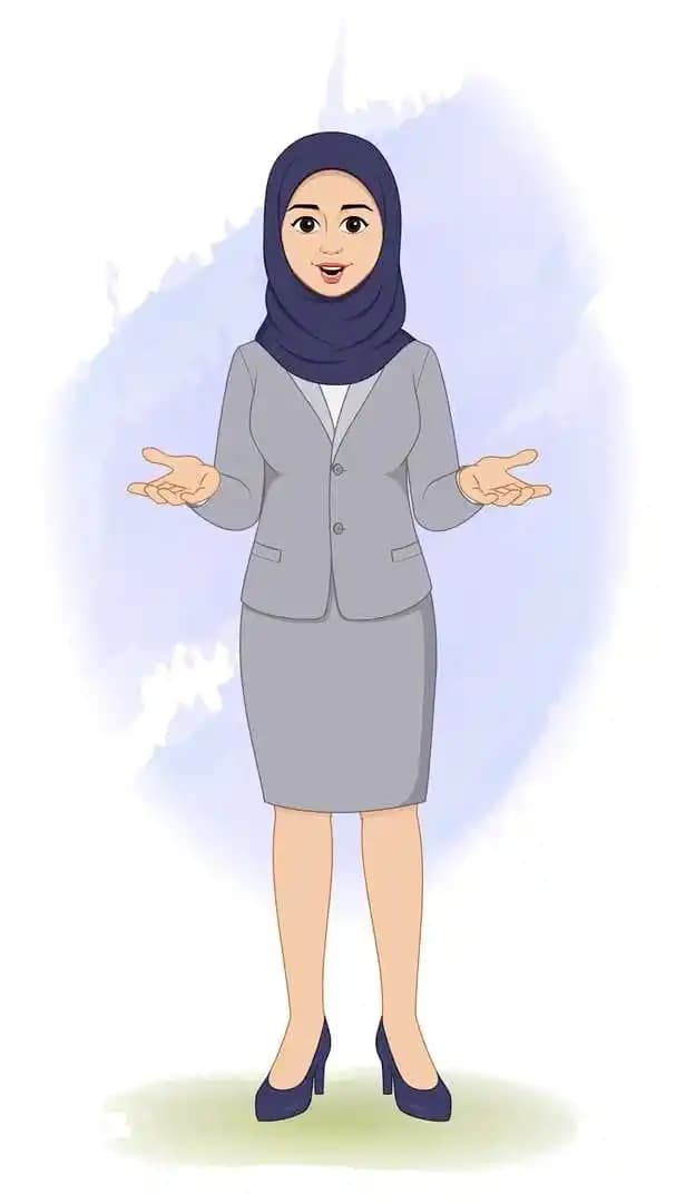 Hijab character office employee talking animation vector pose AKA Zareen