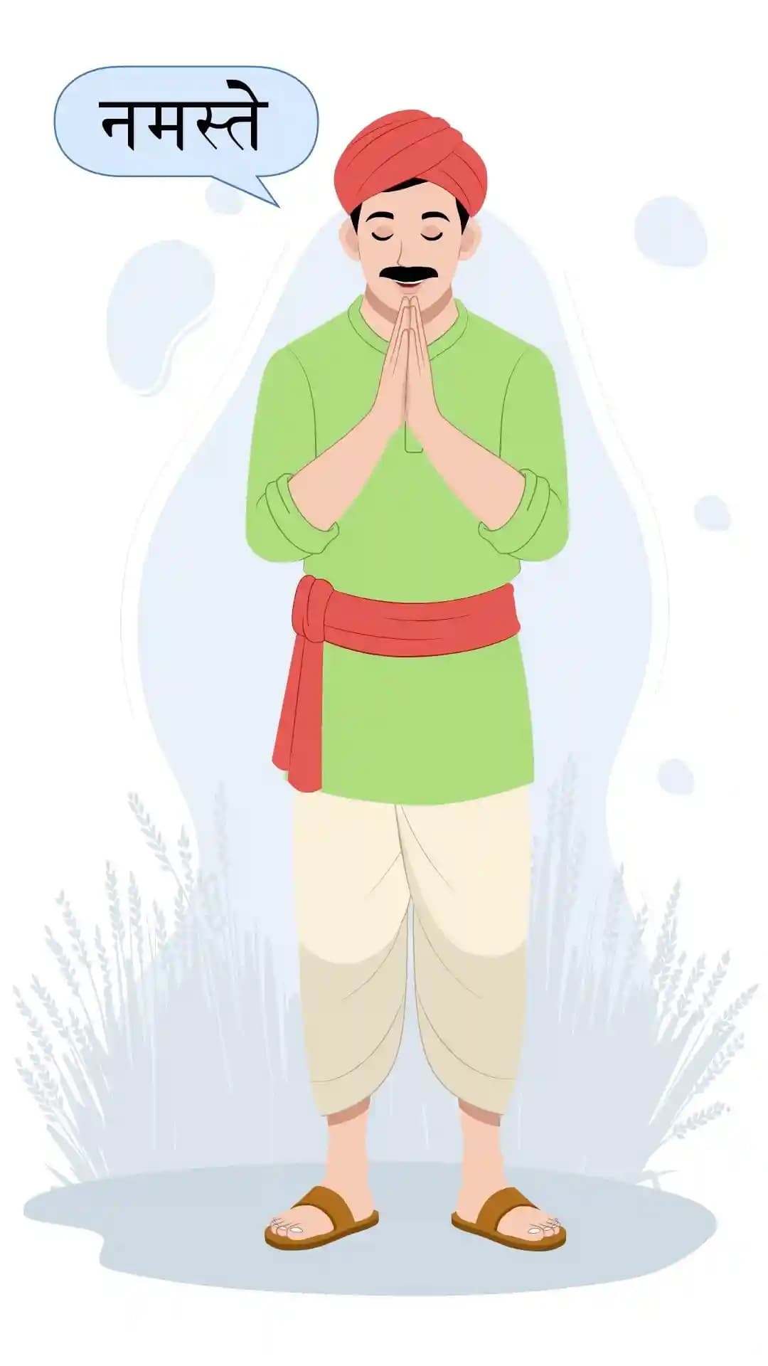 Indian farmer greeting namaste animated vector cartoon character AKA Anil