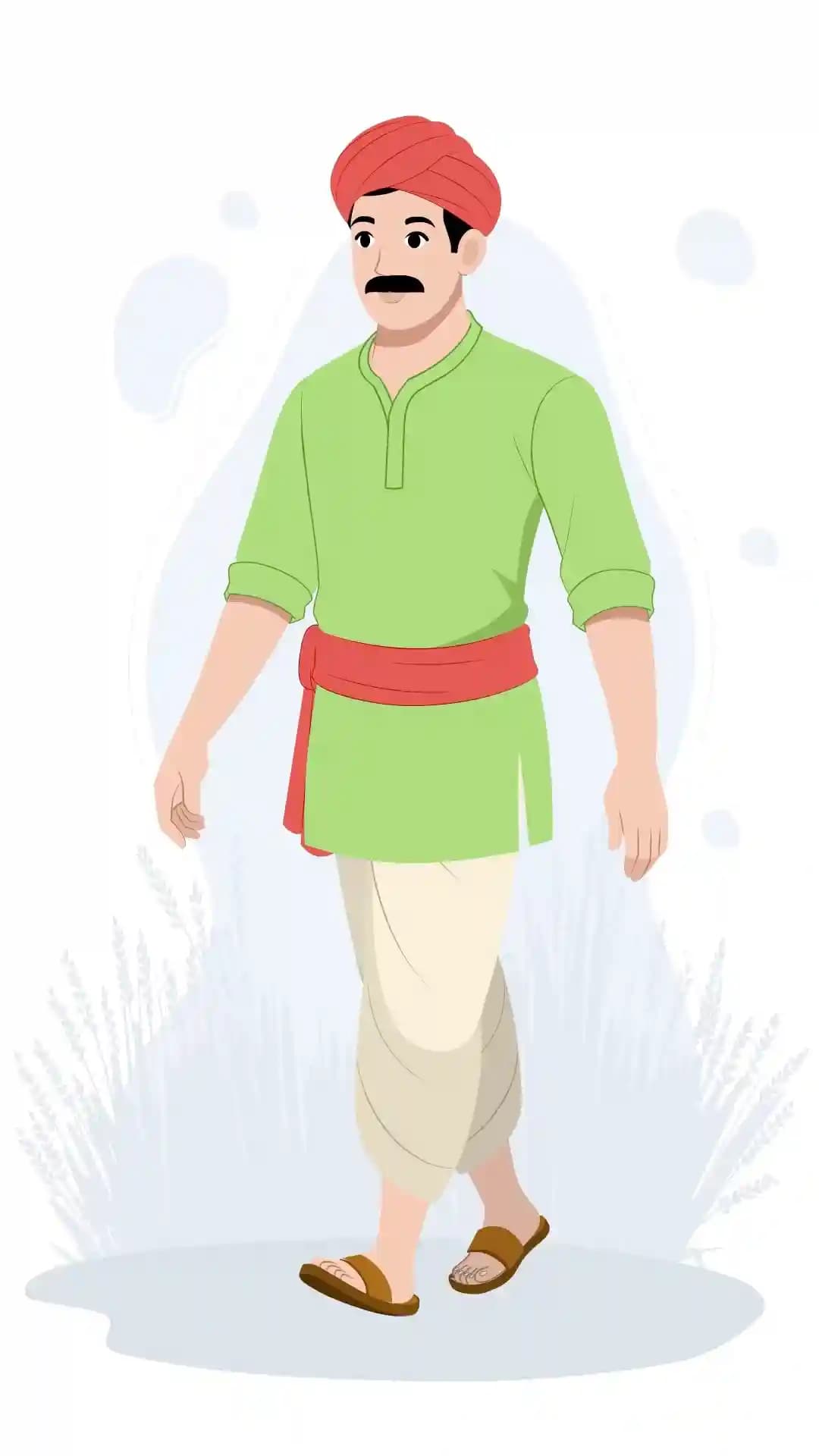 Indian farmer one third walk animated vector cartoon character AKA Anil