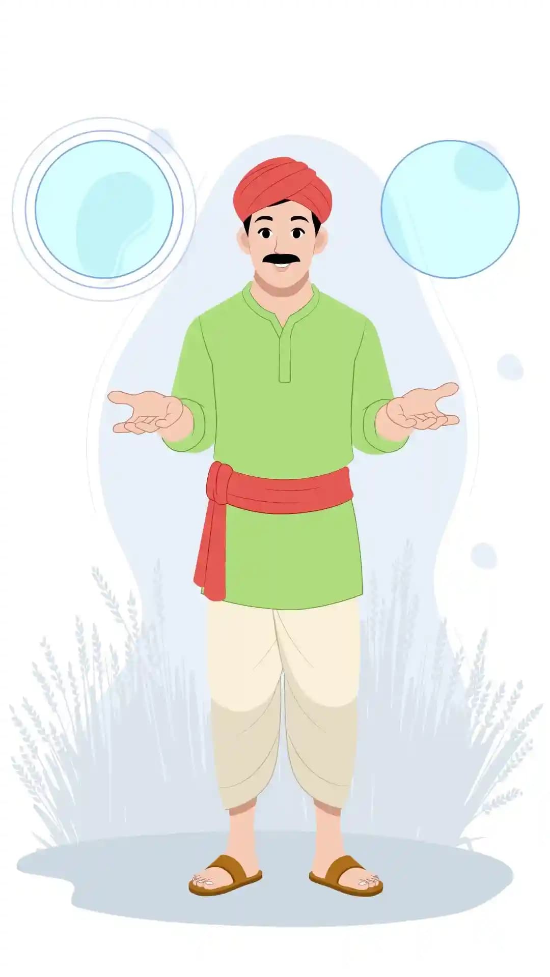Indian farmer front talking animated vector cartoon character AKA Anil