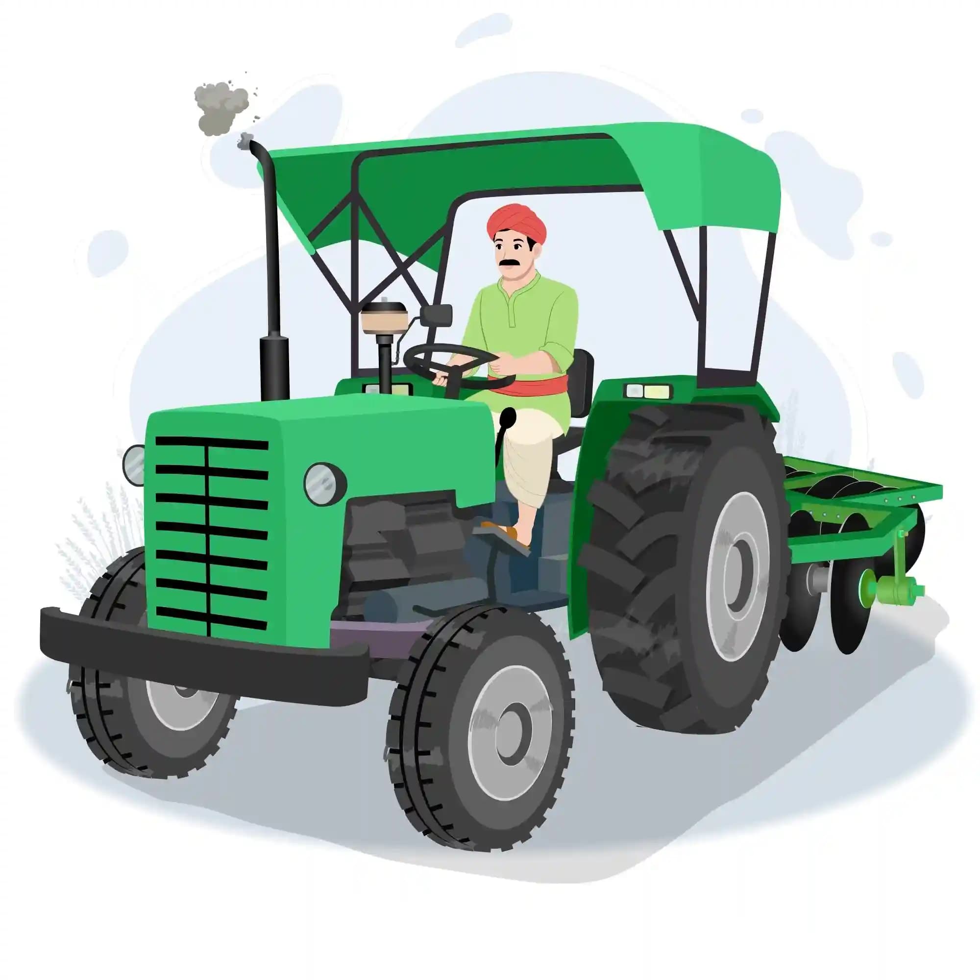Indian farmer tractor with harrow animated vector cartoon character AKA Anil