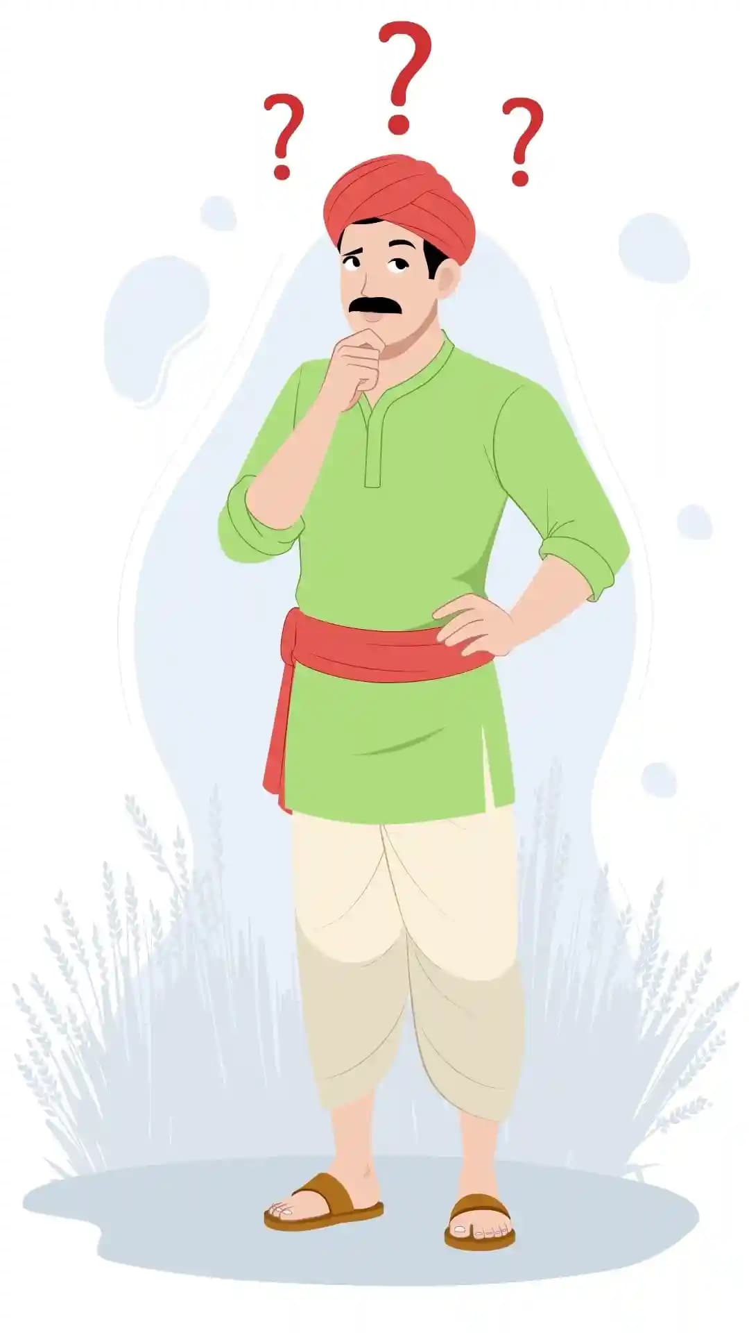 Indian farmer thinking animated vector cartoon character AKA Anil