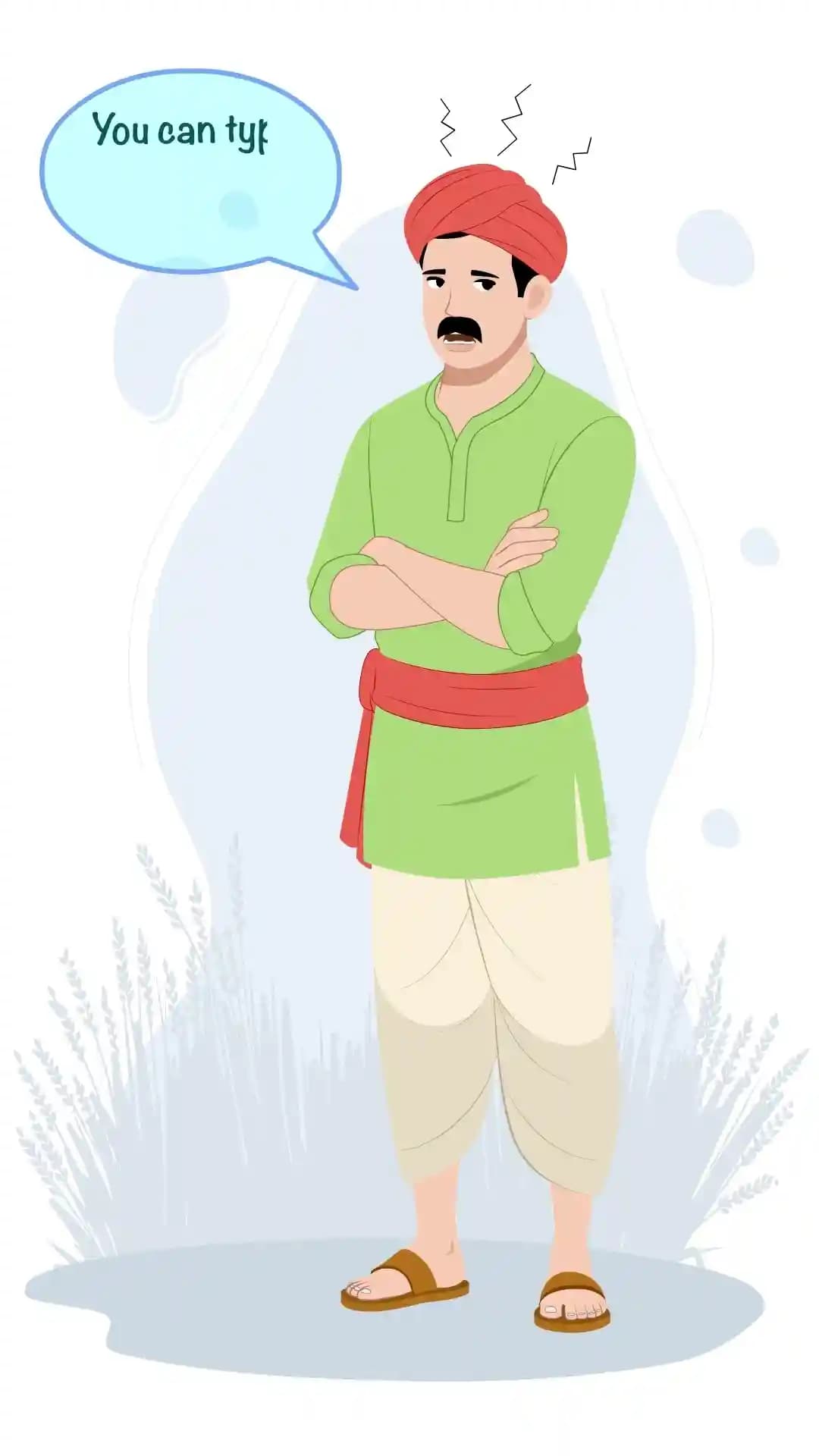 Indian farmer annoyed animated vector cartoon character AKA Anil
