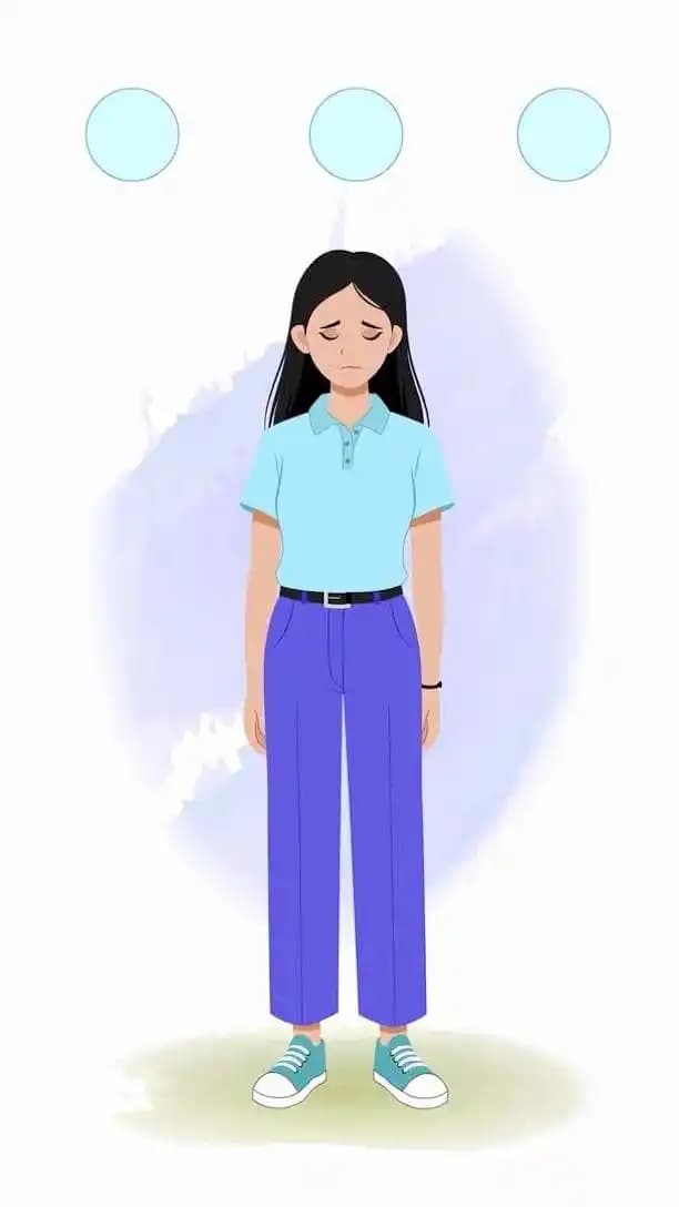Female college girl vector character animated sad pose AKA Hana