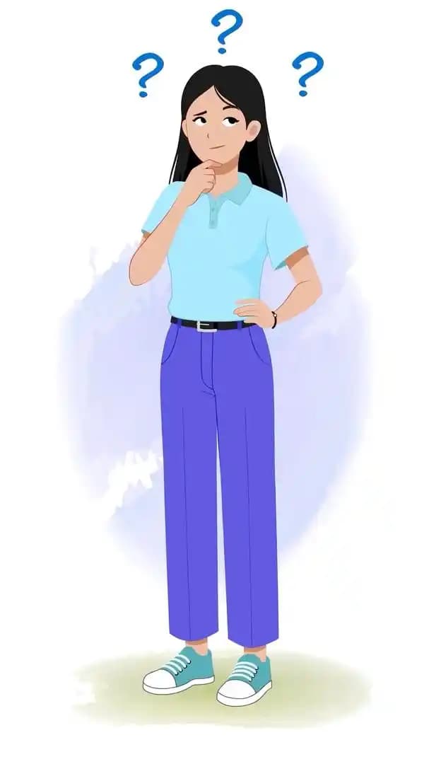Female college girl vector character animated thinking pose AKA Hana