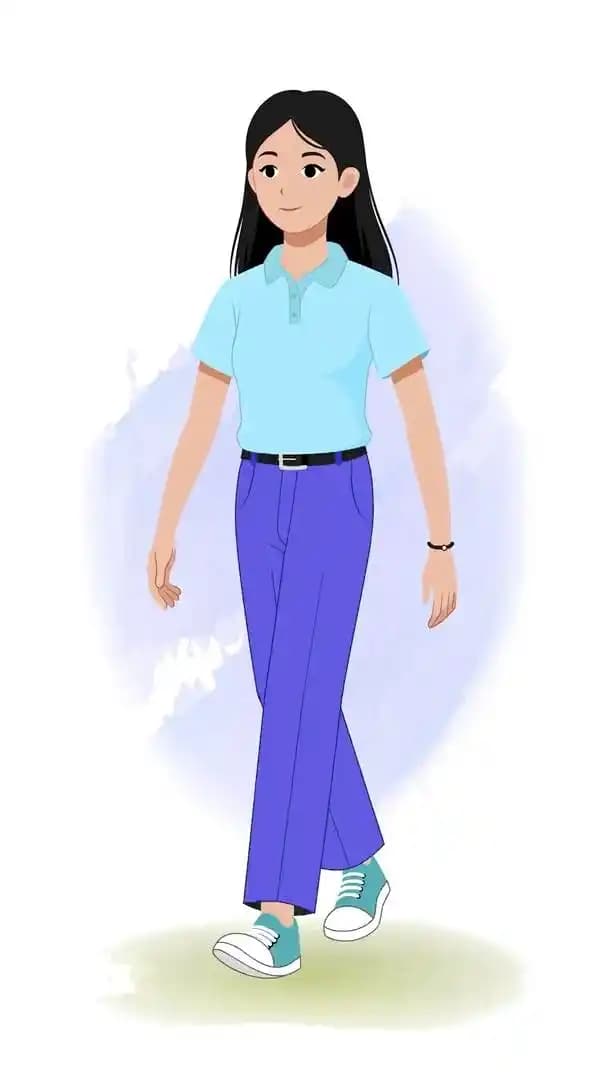 Female college girl vector character animated walk cycle vector AKA Hana