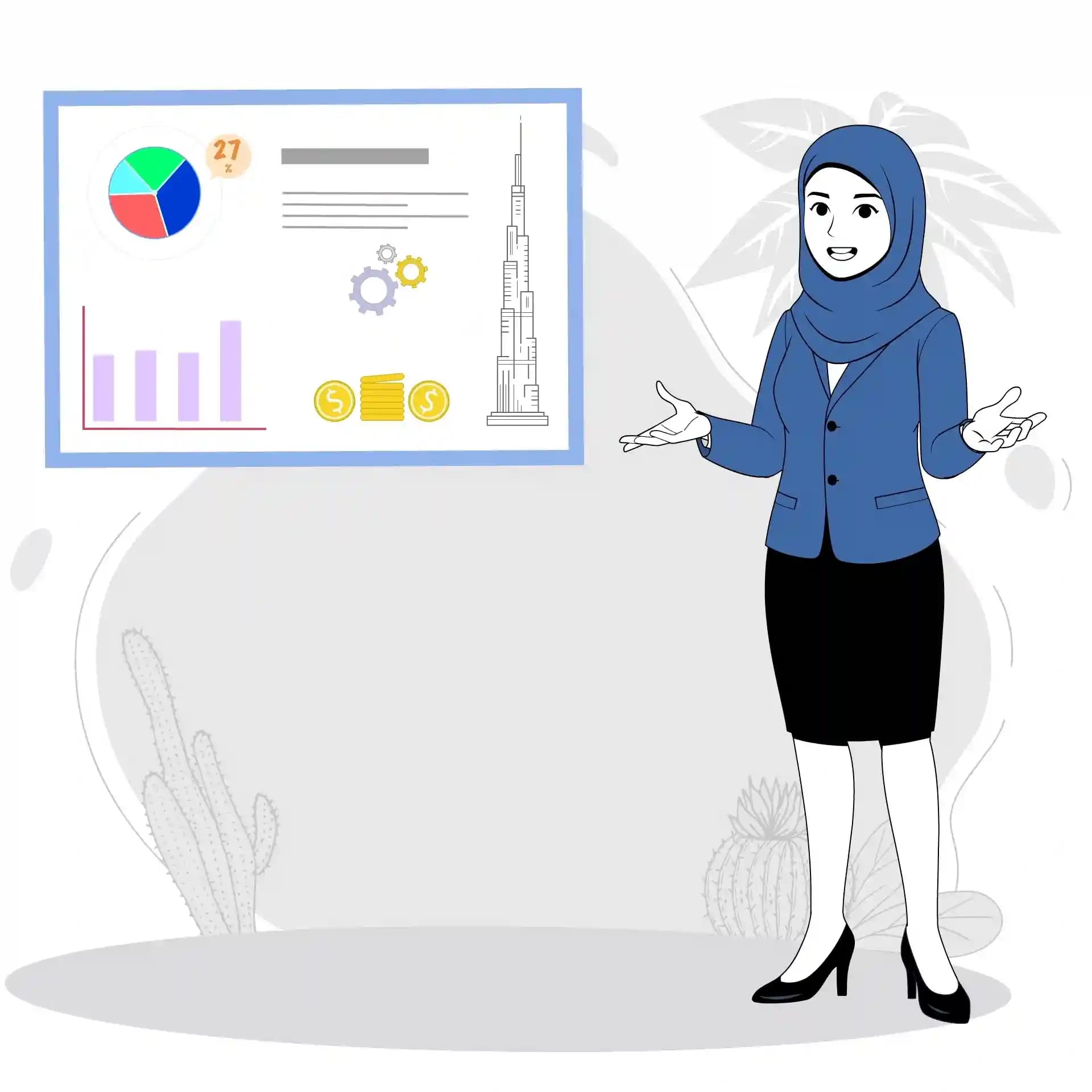Cute muslim woman talk one third animated vector cartoon character AKA Aisha