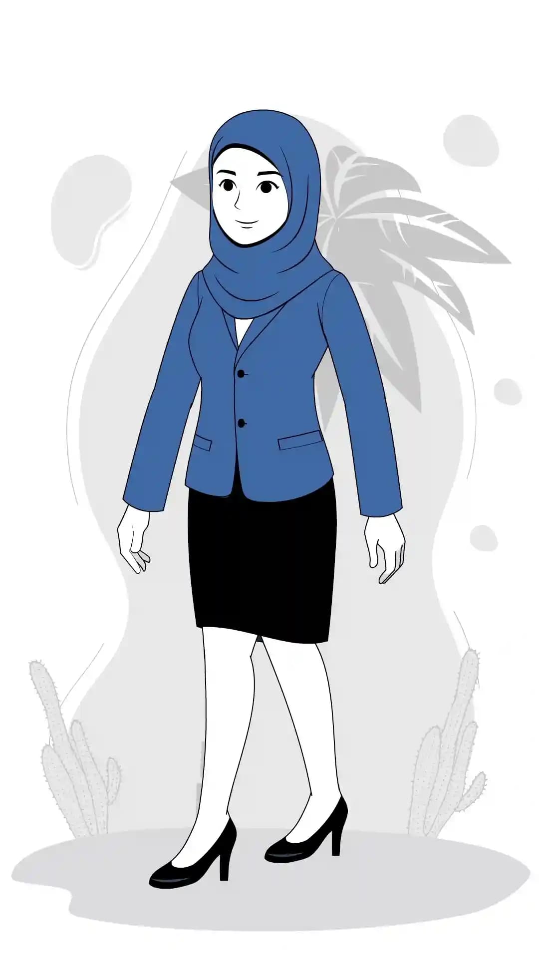 Cute muslim woman one third walk animated vector cartoon character AKA Aisha