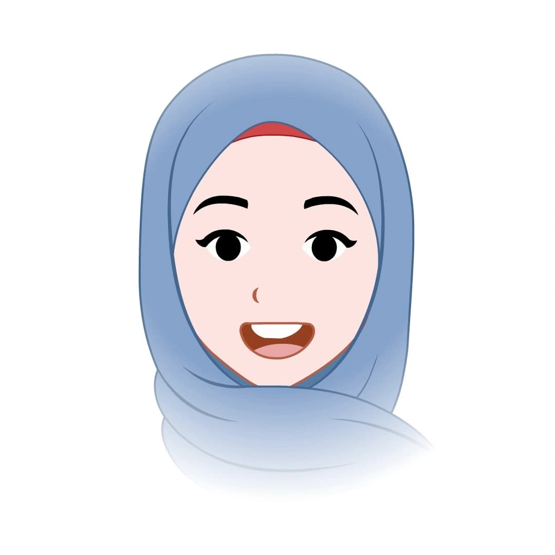 Pretty Hijab Girl Animated Vector Cartoon Character Face Expression Sheet AKA Hafsa