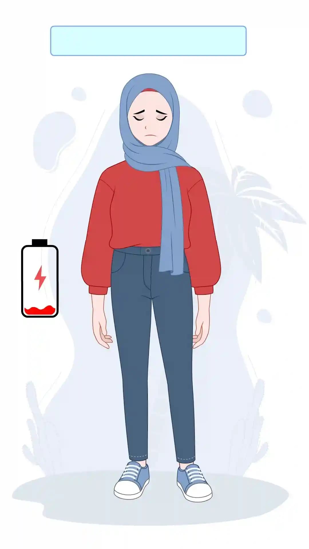 Casual muslim girl sad animated vector cartoon character AKA Hafsa