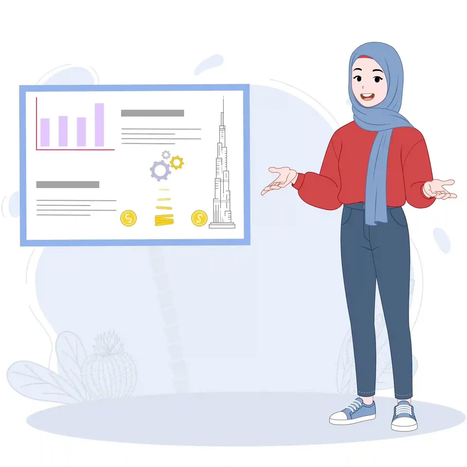 Casual muslim girl one third talk animated vector cartoon character AKA Hafsa