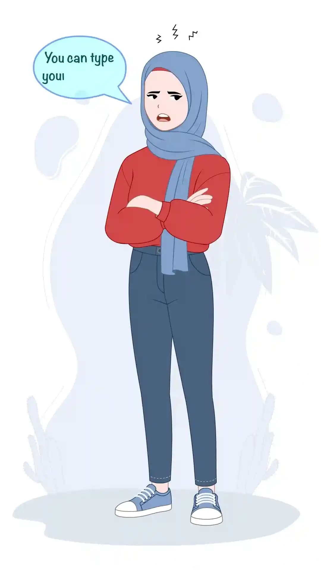 Casual muslim girl annoyed animated vector cartoon character AKA Hafsa