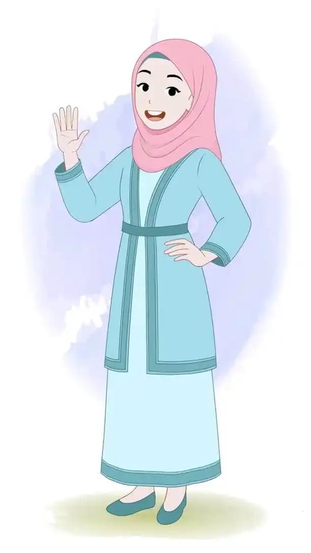Cartoon Islamic woman hijab character saying hi animated pose vector AKA Zara