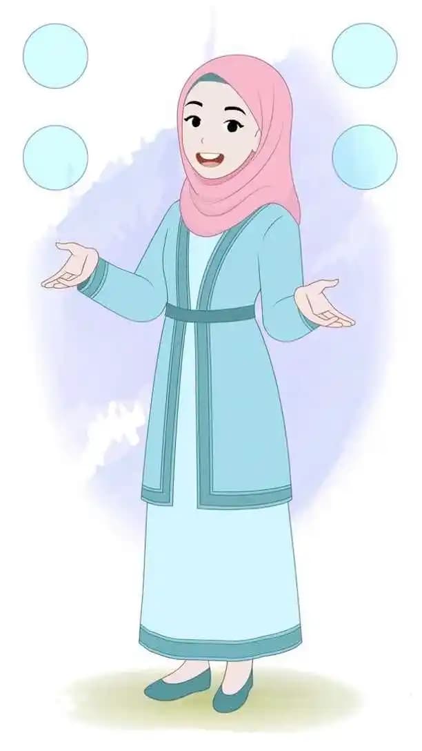 Cartoon Islamic woman hijab character animated talking pose vector AKA Zara