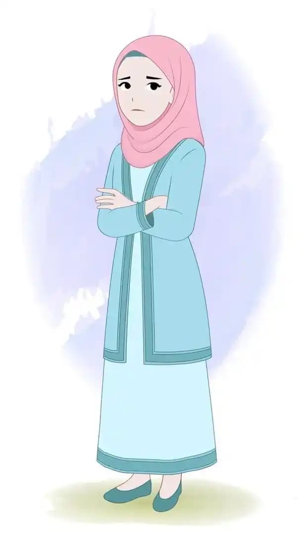 Cartoon Islamic woman hijab character animated annoyed pose vector AKA Zara