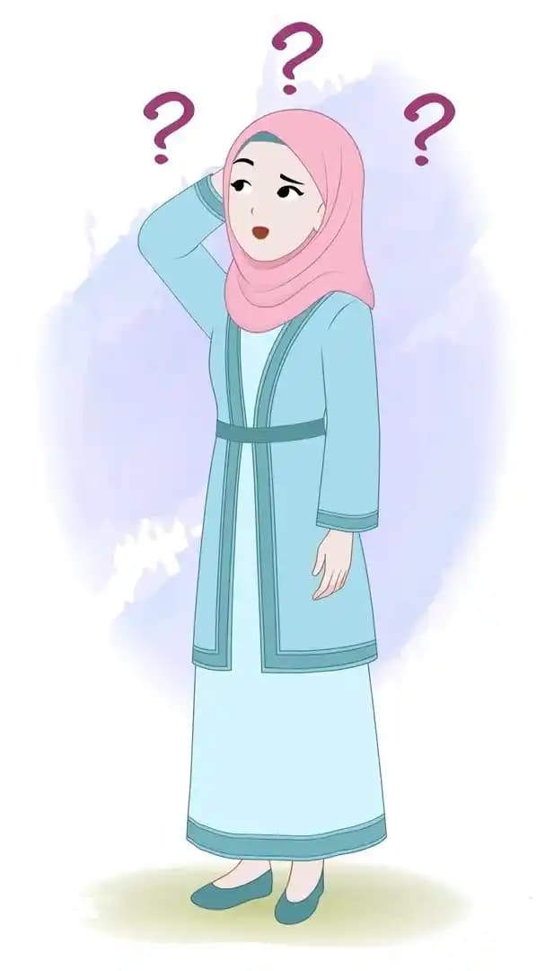Cartoon Islamic woman hijab character animated confused pose vector AKA Zara