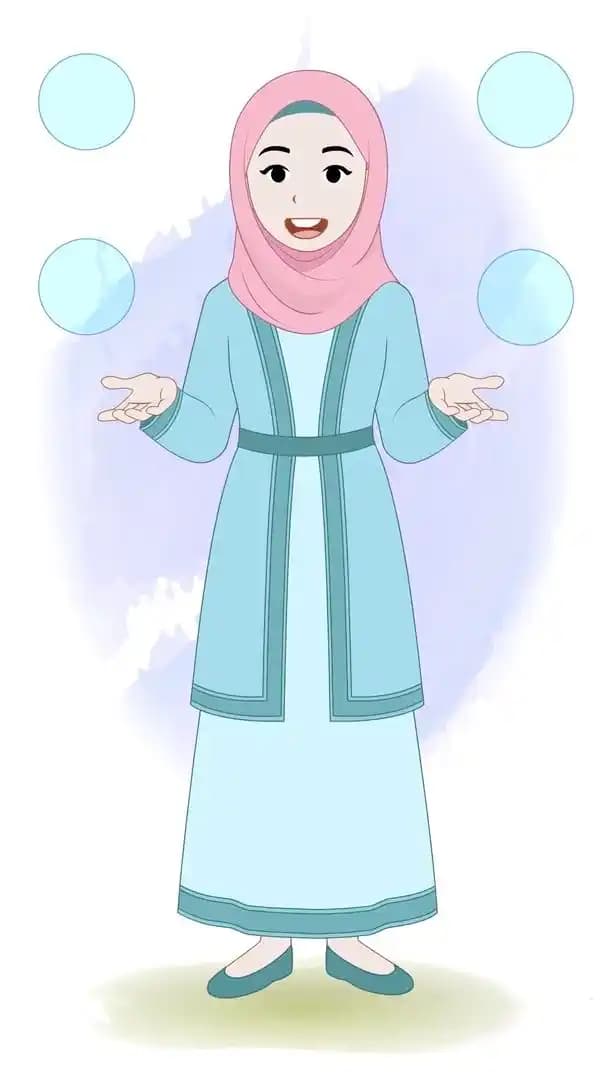 Cartoon Islamic woman hijab character talking animation vector AKA Zara