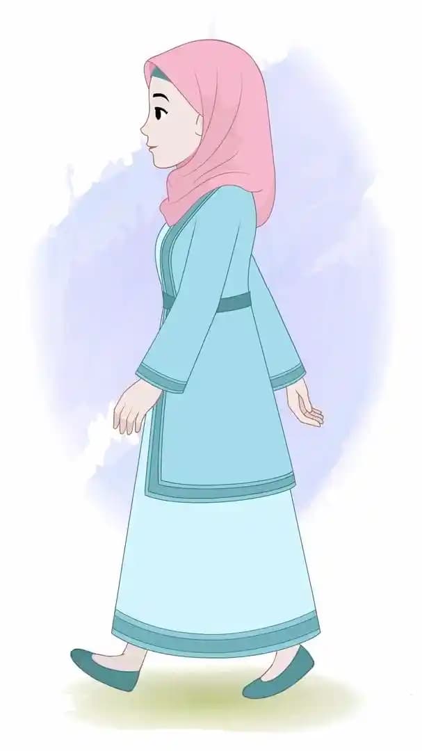 Cartoon Islamic woman hijab character animated side walk cycle vector AKA Zara