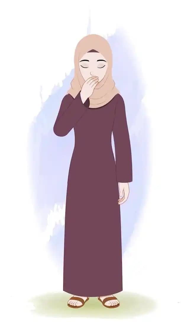 Female Muslim hijab character doing aadab animated vector pose AKA Farha