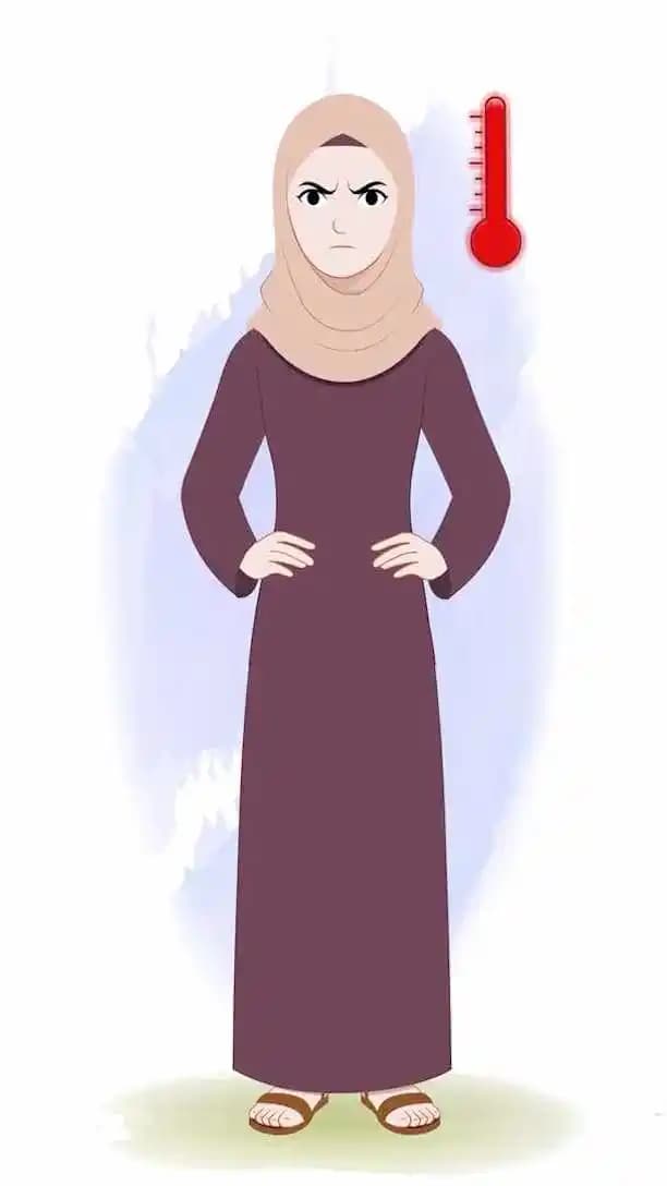 Female Muslim hijab character animated angry vector pose AKA Farha