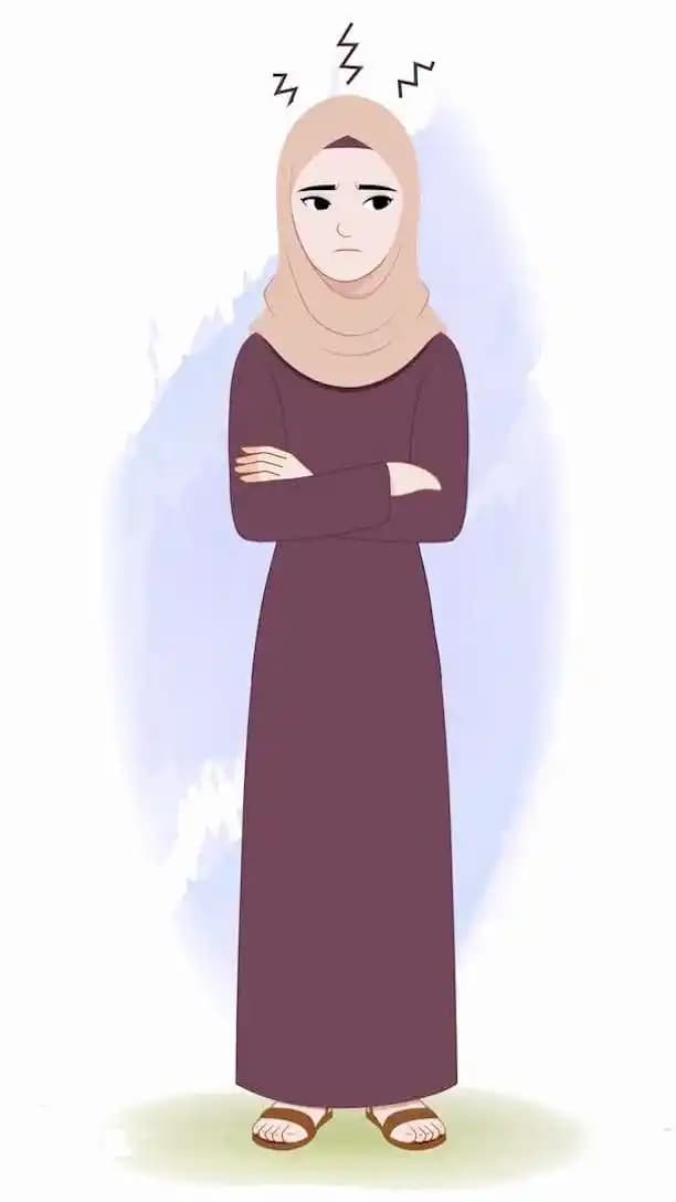 Female Muslim hijab character animated annoyed vector pose AKA Farha