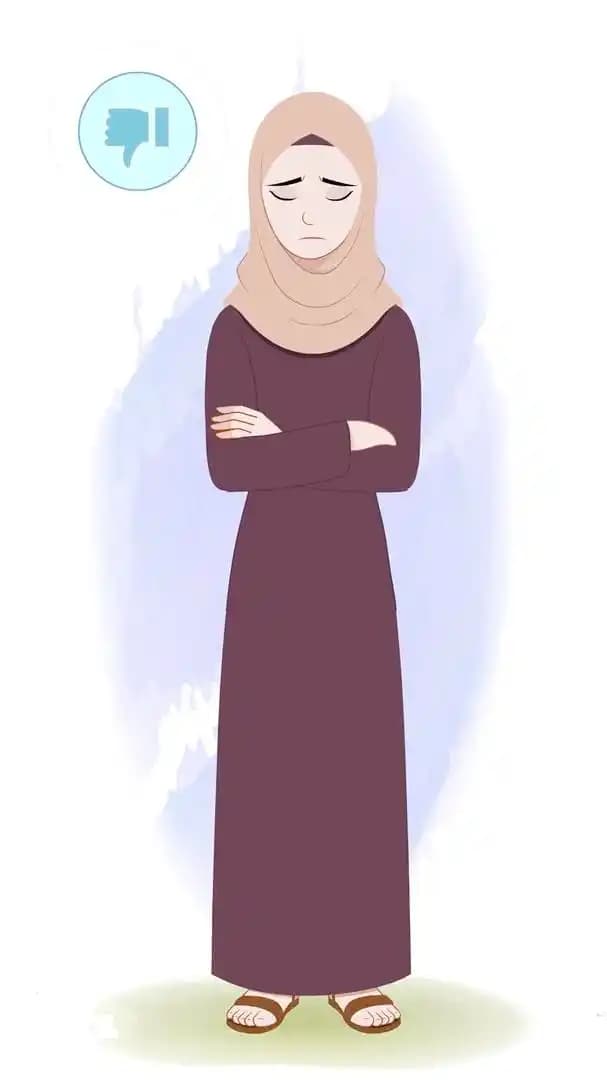 Female Muslim hijab character animated sad vector pose AKA Farha