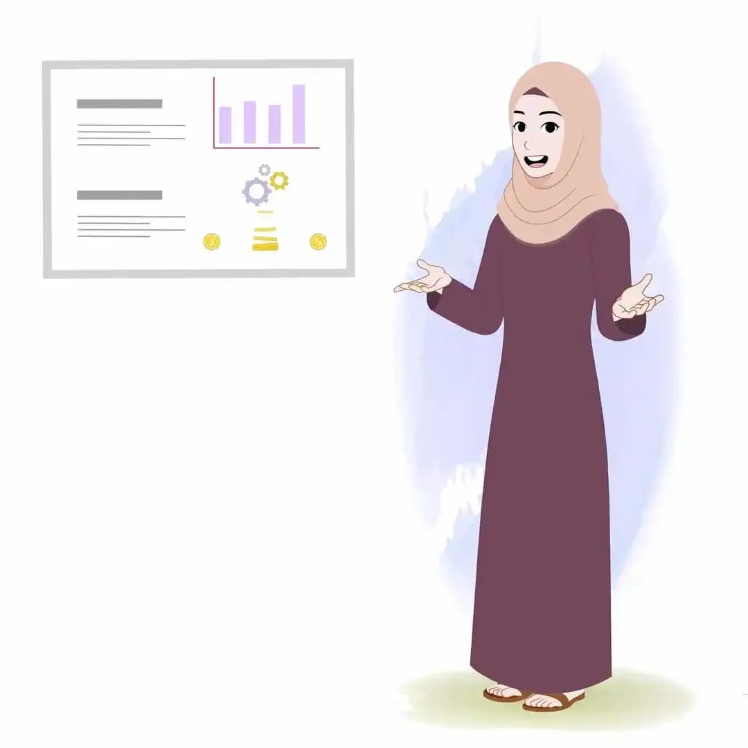 Female Muslim hijab character talking animation vector AKA Farha
