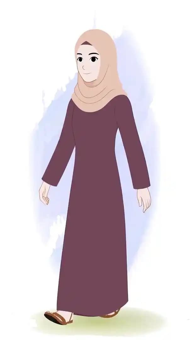 Female Muslim hijab character walking animated vector AKA Farha