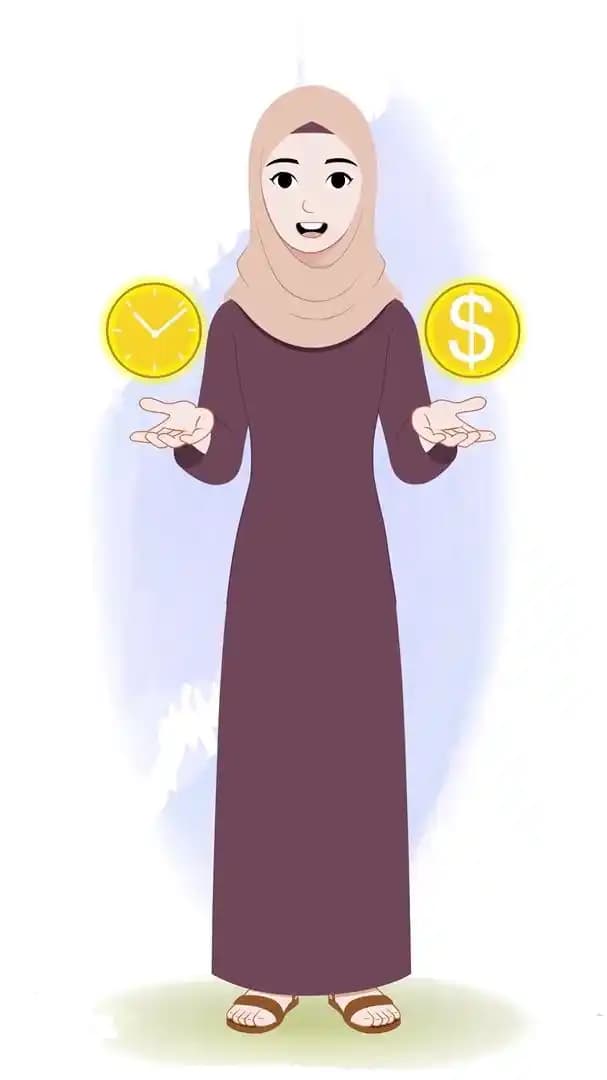 Female Muslim hijab character animated talking vector pose AKA Farha