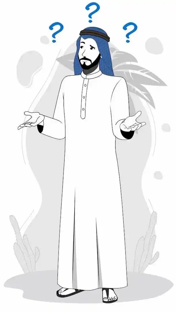 Young arabic Sheikh character confused animated vector pose AKA Ali