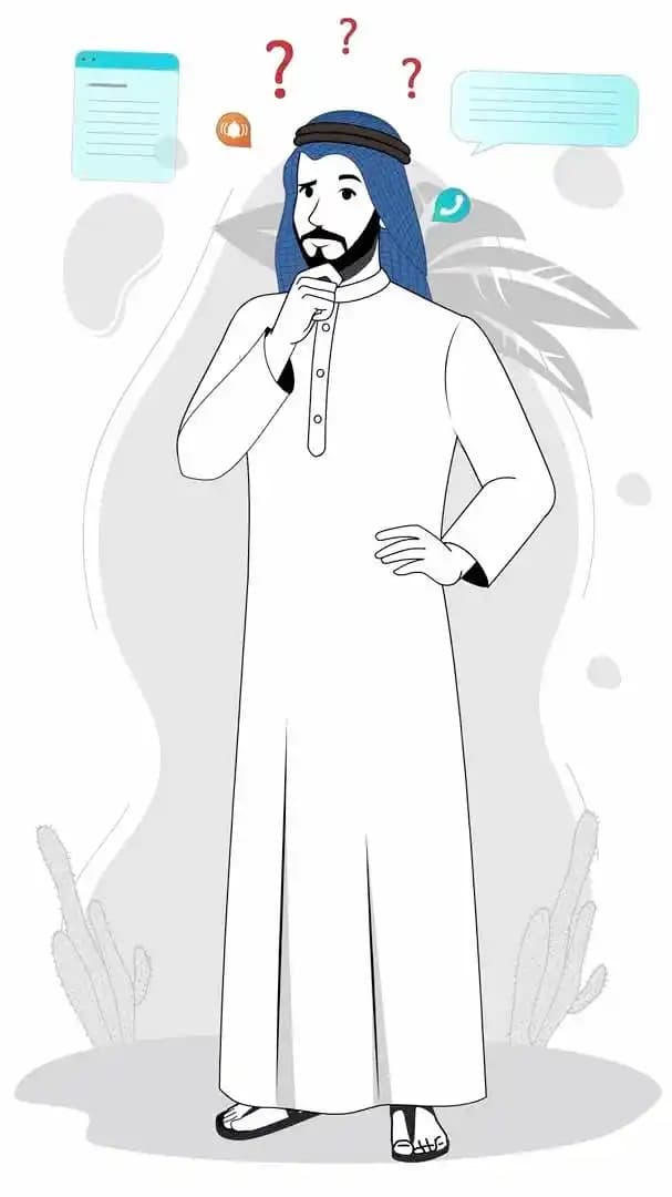 Young arabic sheikh character thinking animated vector pose AKA Ali