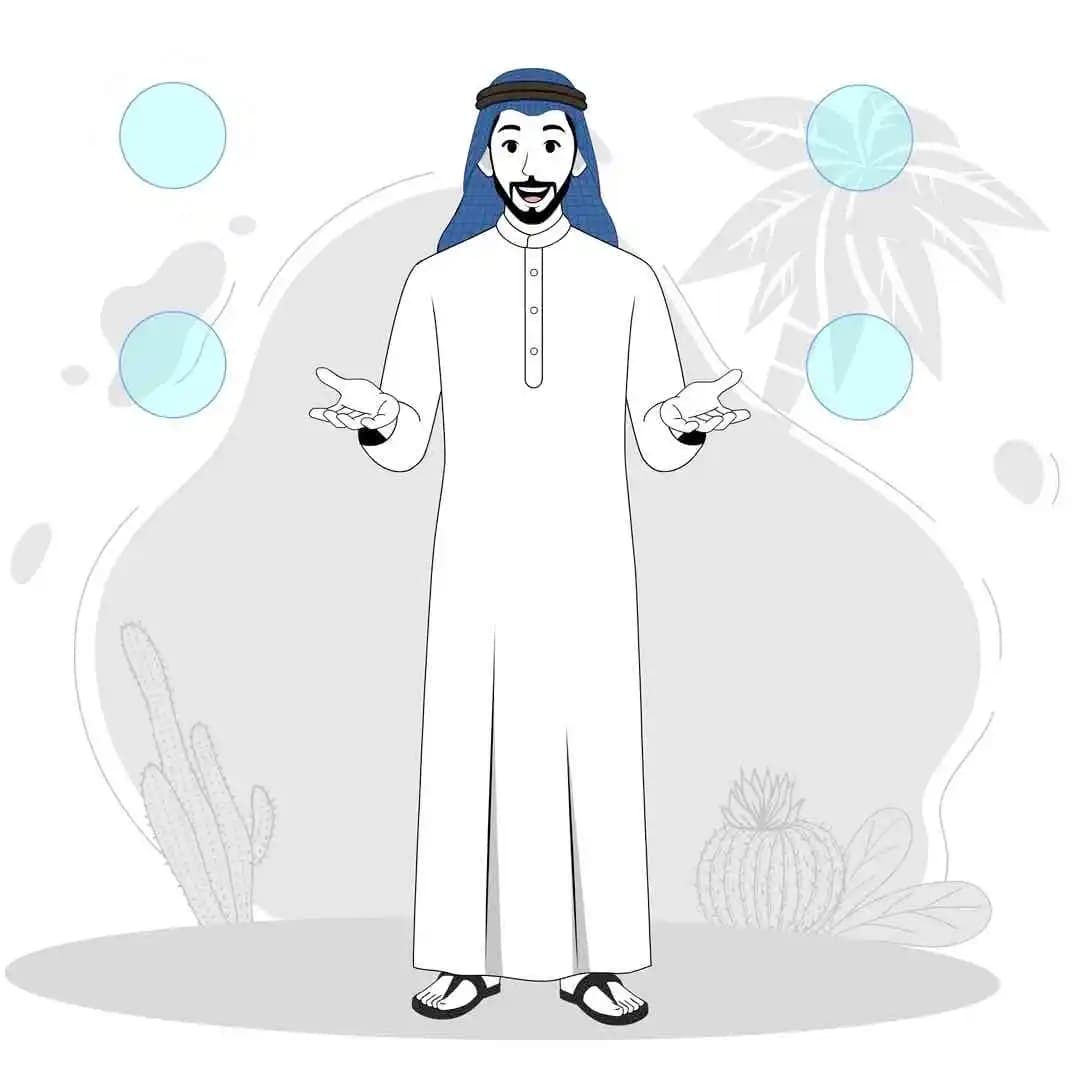Young arabic sheikh character talking animation vector AKA Ali
