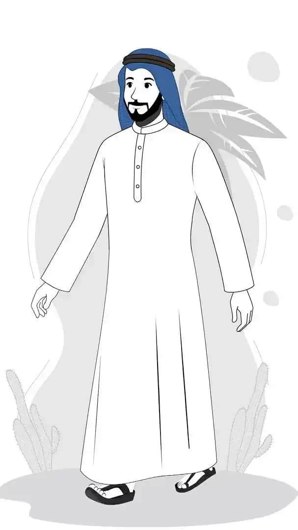 Young arabic sheikh character walking animated vector AKA Ali