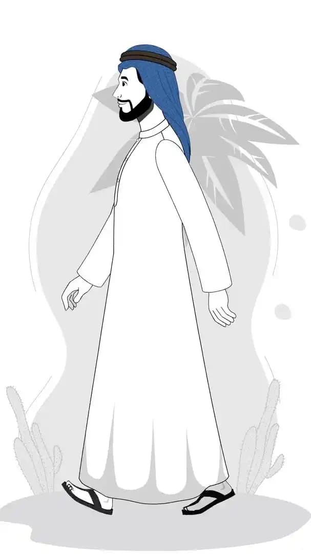 Young arabic sheikh character side walk cycle animated vector AKA Ali