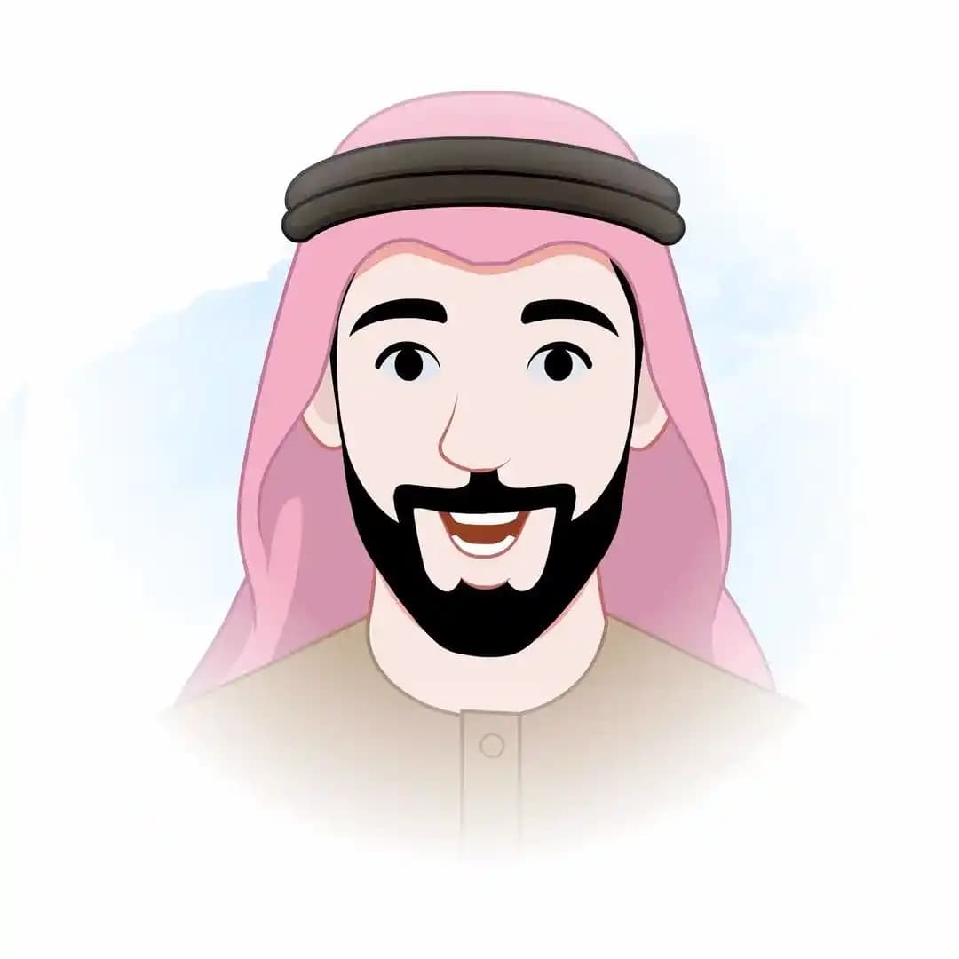 Arabic businessman character cartoon vector animated face expression AKA Rashid