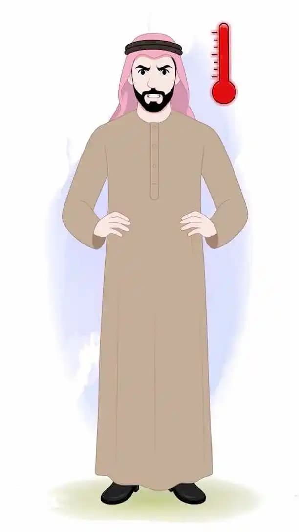 Arabic businessman character cartoon vector animated angry pose AKA Rashid