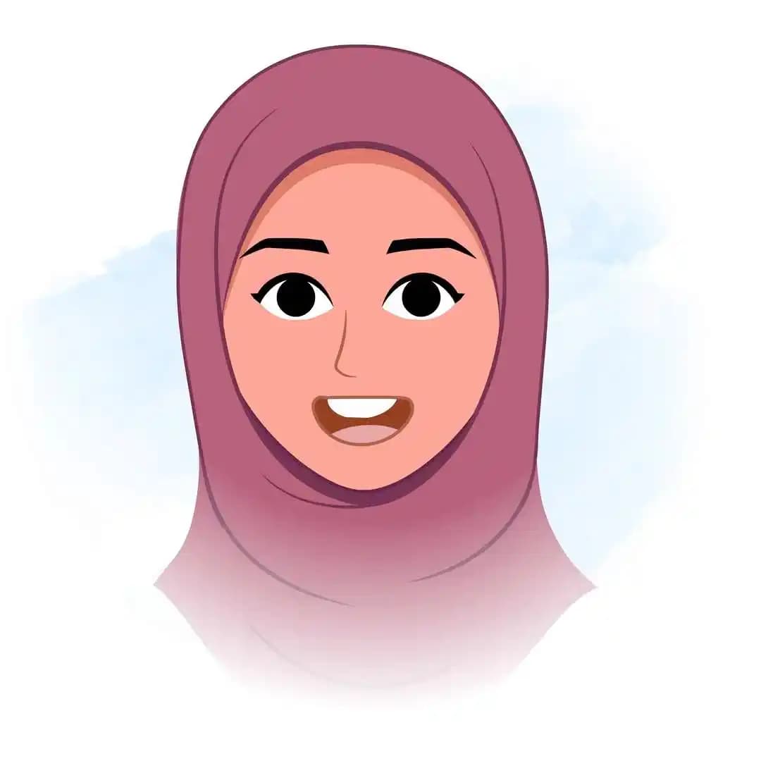 Muslim teacher hijab character animated face expression cartoon vector AKA Aiza